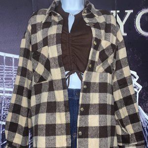 Gingham Print Overcoat